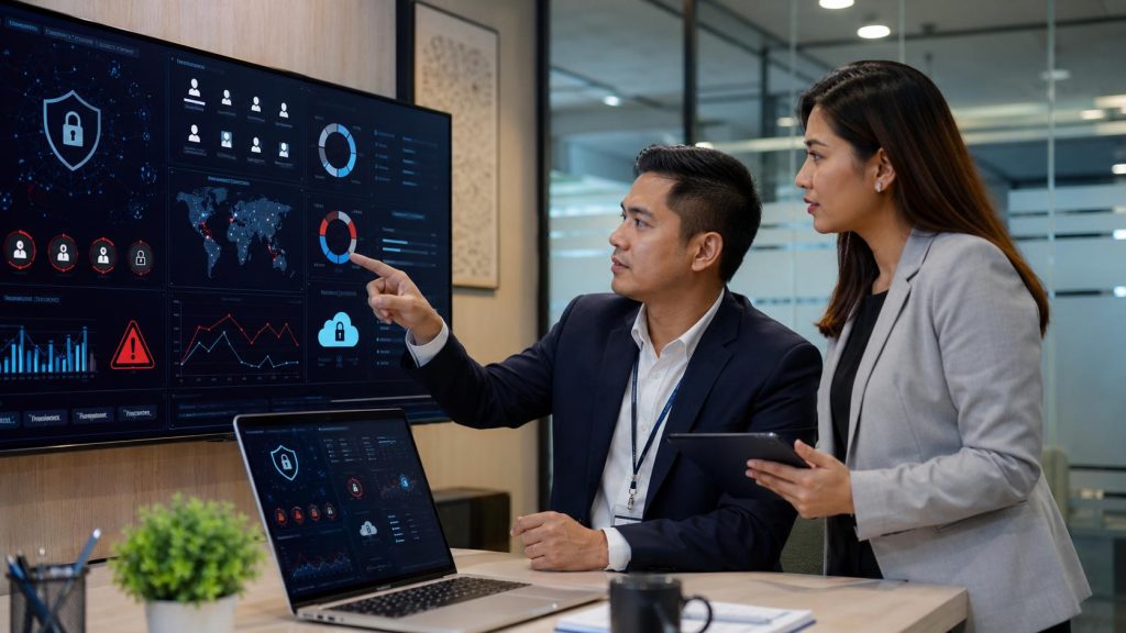 Data breach risk dashboard showing unauthorized access alerts