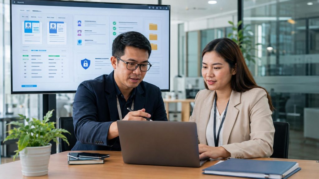 HR team reviewing privacy-first recruitment and employee onboarding process